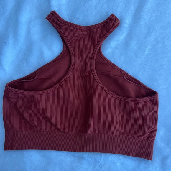 Rust Red Ribbed Crop Top - Picture 3 of 5
